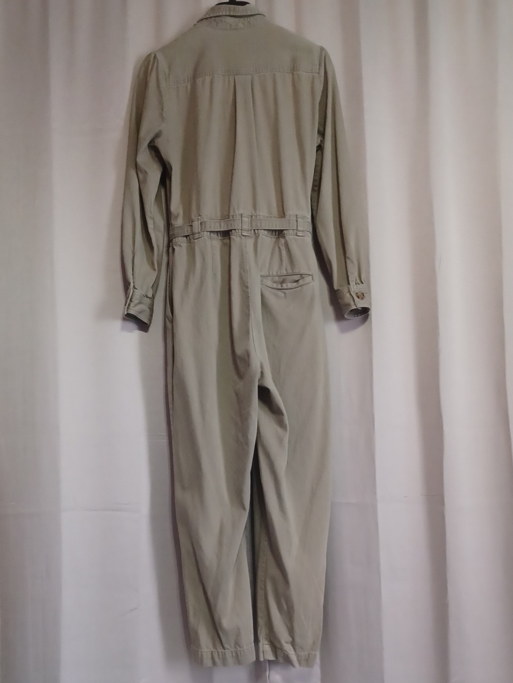 Gap Women's Puff Sleeve Utility Jumpsuit Coveralls Sage Tan Size 6 Soft Twill - Picture 10 of 15